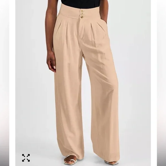 Bar III Stylish Brown Pleated Wide-Leg Pants - Picture 3 of 10